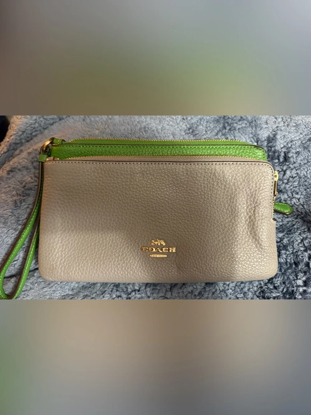 Coach Double Zip Wallet in Colorblock Pebbled Leather (Style C7368)